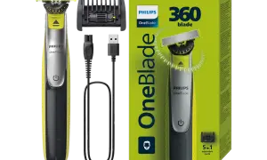 Golarka Philips OneBlade z akcesoriami i opakowaniem.