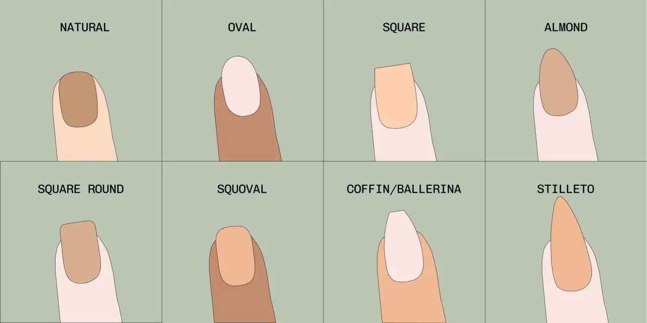 Osiem kształtów paznokci: naturalny, owalny, kwadratowy, migdałowy, kwadratowo-okrągły, squoval, coffin/ballerina i szpiczasty. Który jest najładniejszy kształt paznokci dla Ciebie?